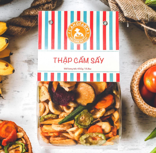 Thập cẩm sấy, dòng phổ thông, 450g, bịch, mẫu nhãn kẹp