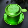 Phin cà phê, bộ, mẫu nhôm anode bắn cát, màu retro green, Dalat Retro
