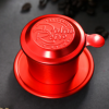 Phin cà phê, bộ, mẫu nhôm anode bắn cát, màu retro red, Dalat Retro